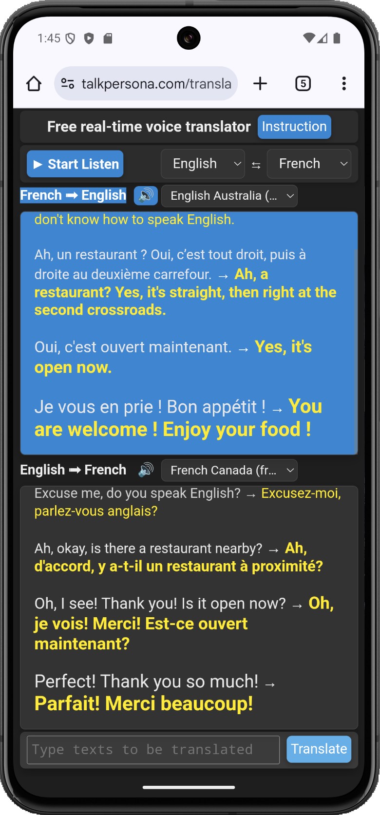 instant speech translation